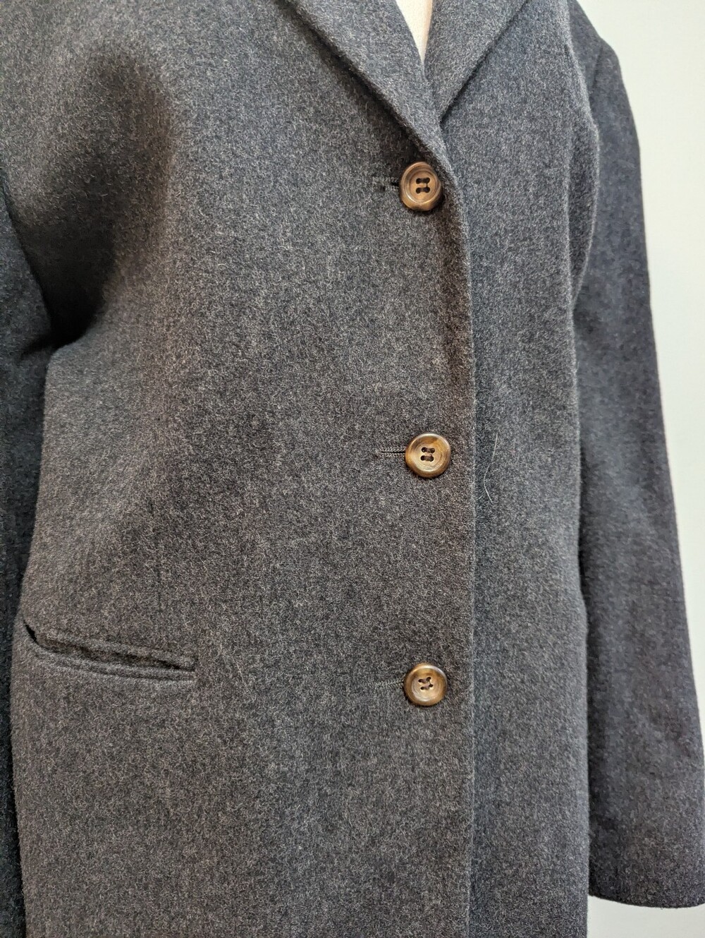 Vintage L.L. Bean Wool Cashmere Blazer in Heathered Dark Gray Academia - Picture 3 of 9